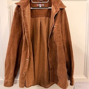 Urban Outfitters Corduroy Shirt Jacket in Caramel Brown